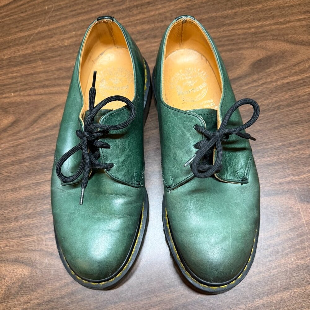 Vintage Dr. Martens Green Leather 3-Eye Shoes - UK5